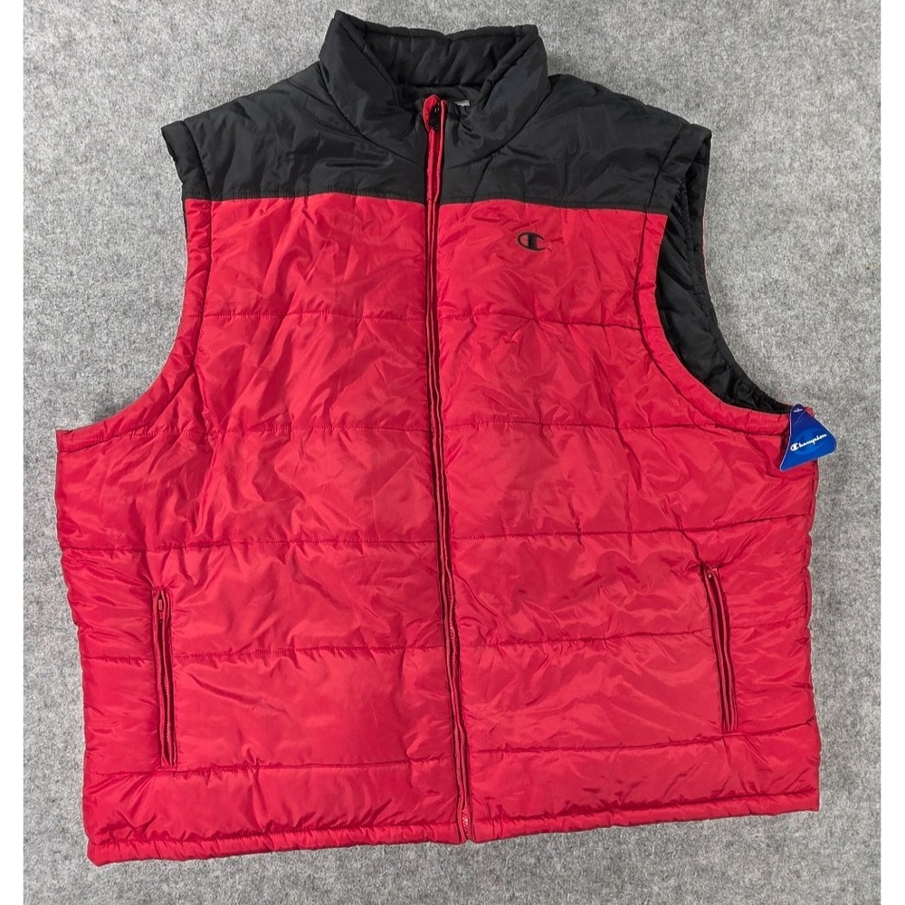 NWT Champion Quilted Puffer Vest Water Resistant Red Black Performance Men's 3X